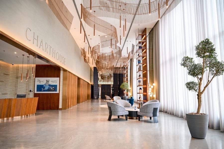 Luxury hotel lobby interior design and construction by Almoayyed Contracting Group.