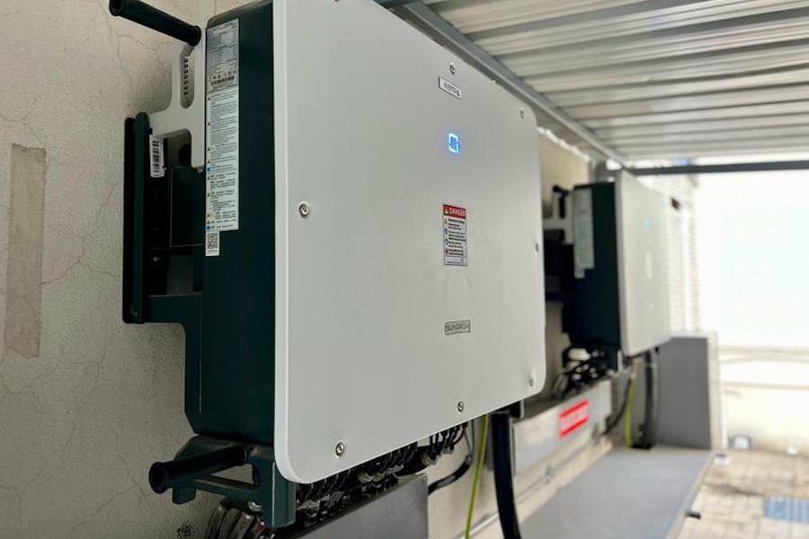 Professional electrical control panels for a large-scale solar project by Almoayyed Contracting Group.