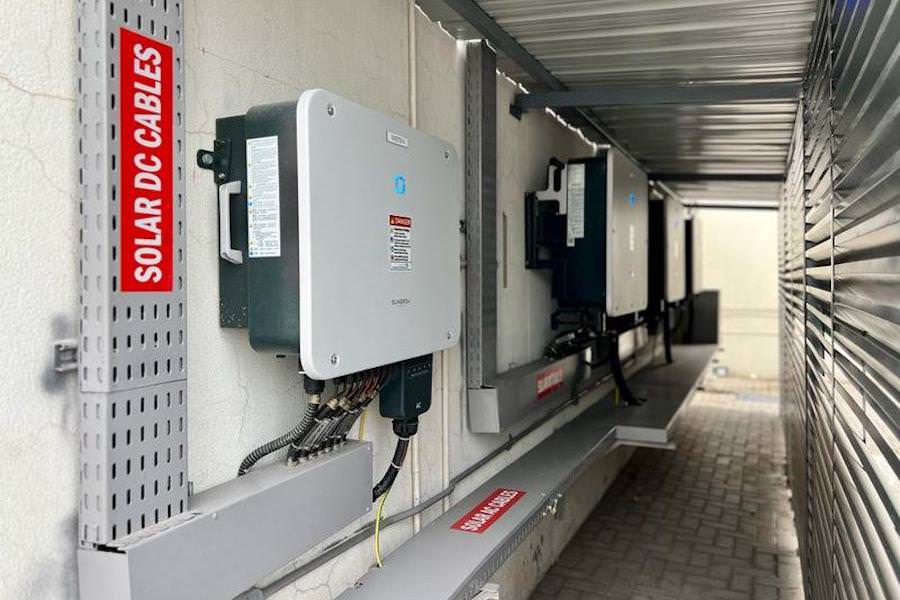 Solar power inverter system installation for renewable energy by Almoayyed Contracting Group.