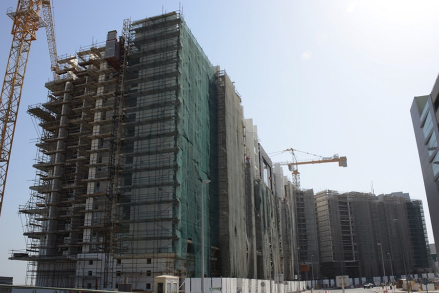 Ongoing structural development of a large-scale residential complex by Almoayyed Contracting Group.